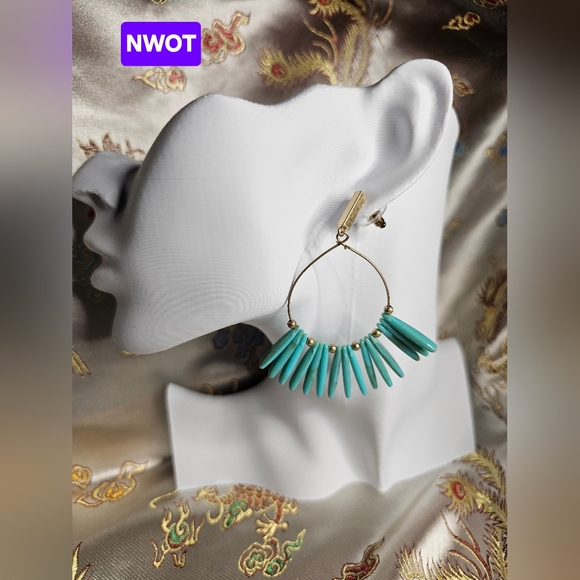 Plunder Jewelry - Turquoise "Arlie" Hoop Earrings NWOT